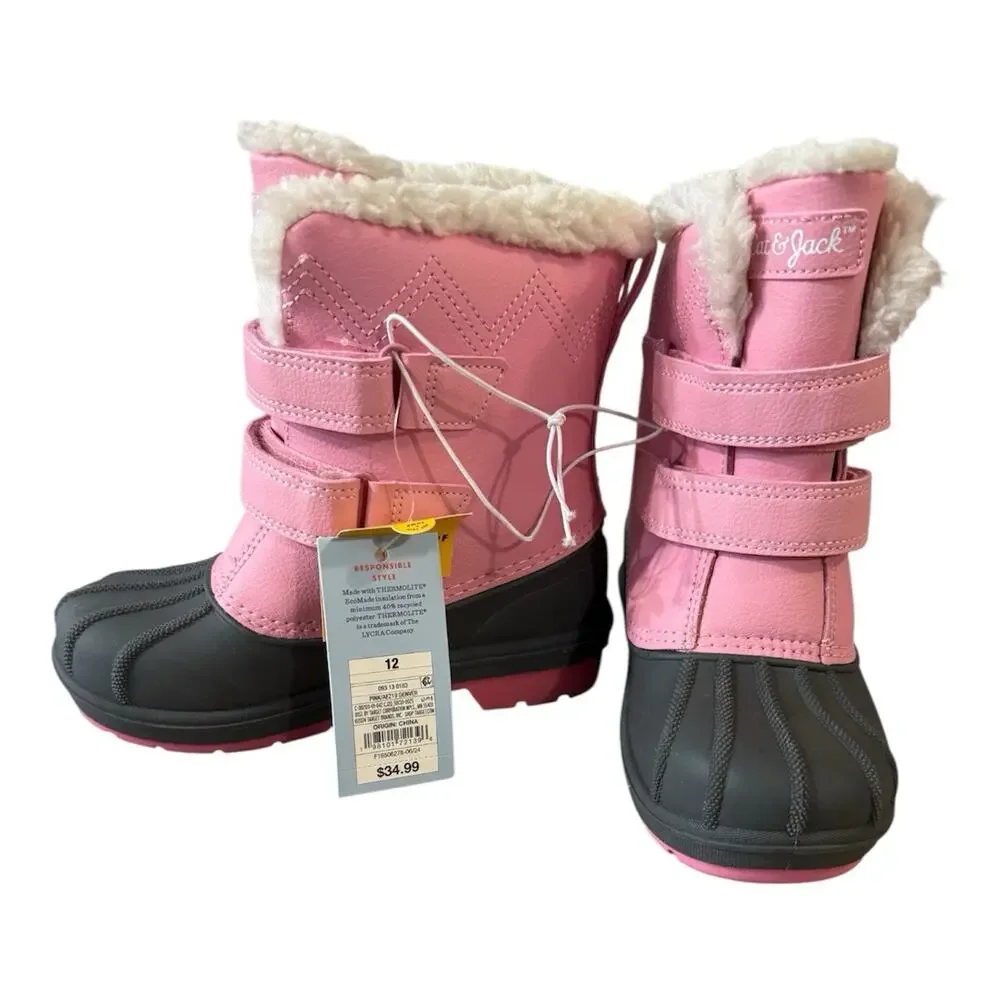 Cat & Jack Adorable Toddler Denver Waterproof Winter Snow Boots in Pink Size 12